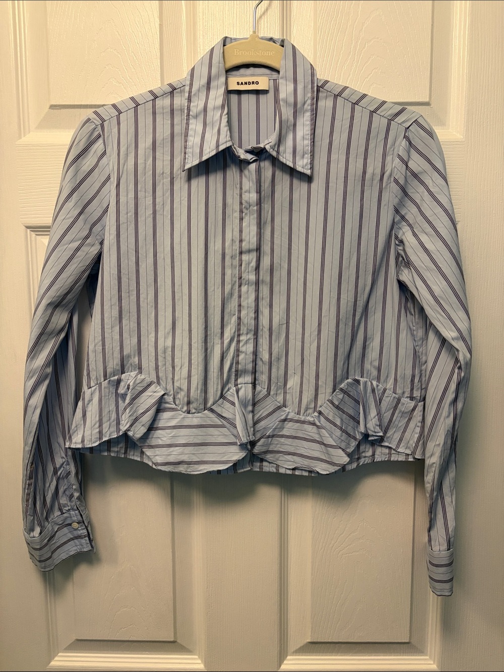 SANDRO Estela Ruffled Button Front Shirt - Picture 5 of 6